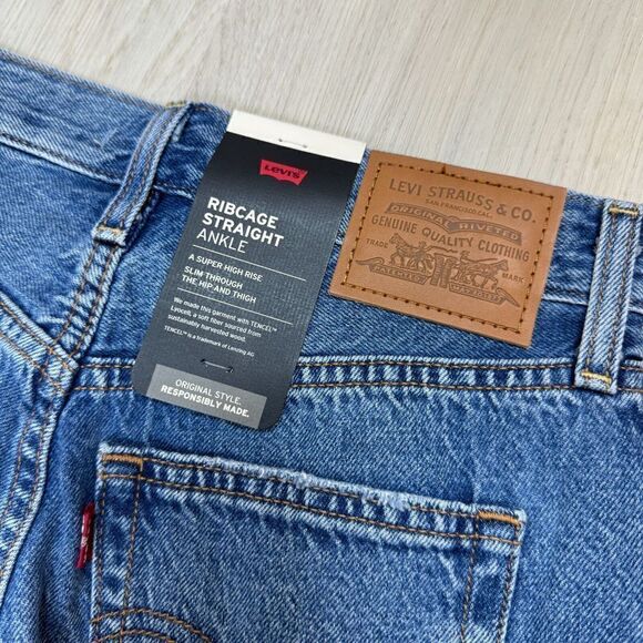 Levis Ribcage Straight Ankle Jeans Womens 26x27 Medium Wash 726930131 - Picture 6 of 6